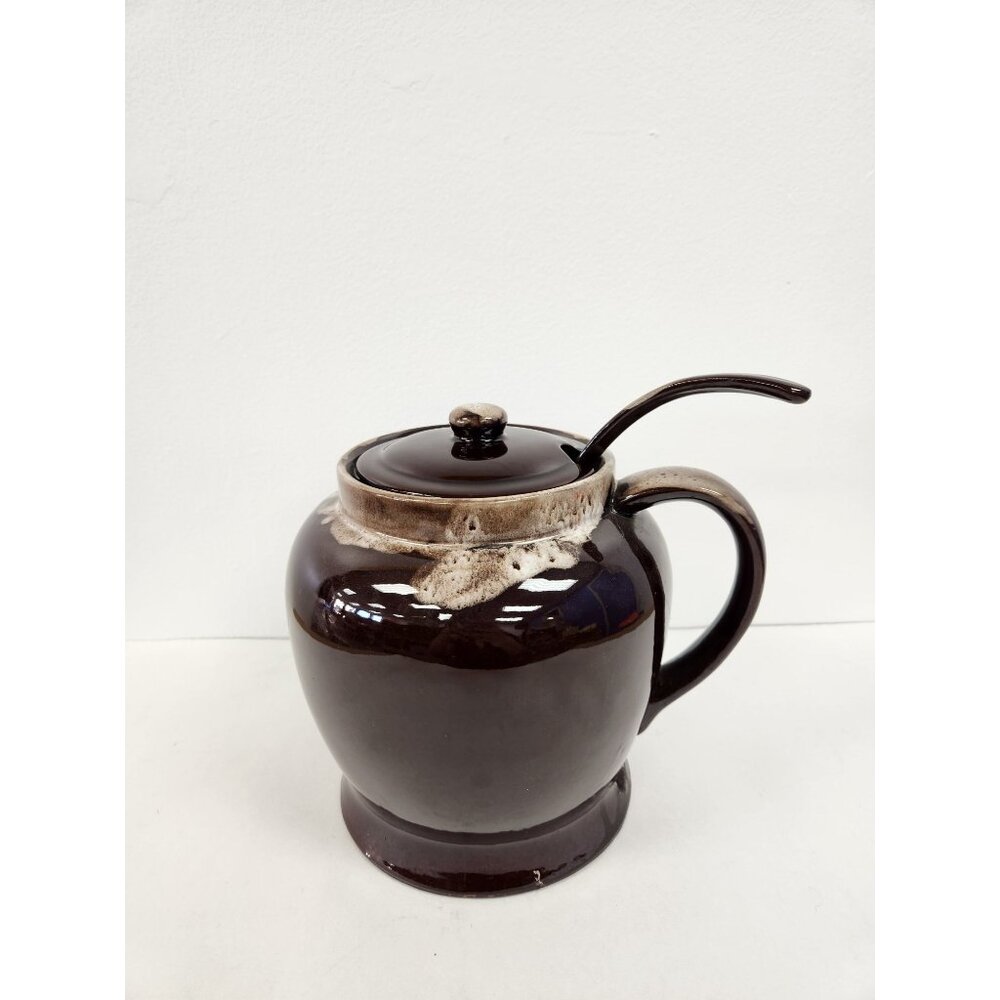 Vintage Nasco Brown Drip Soup Tureen Server w/ Lid w/ ladle